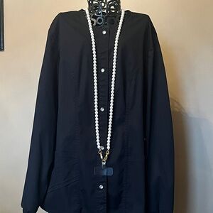 J. Crew White Pearl Badge Holder or Phone Strap with Gold Detail.

Brand New.